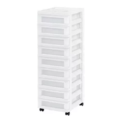 IRIS 9 Drawer Storage Cart with Organizer Top White/Pearl