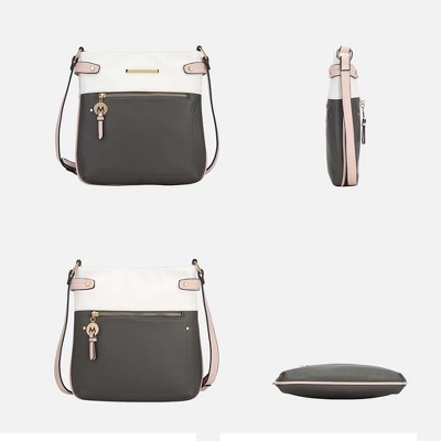 MKF Collection Colorblock Crossbody Bag with Zip Pockets, Camila | MKF Collection by Mia K - Black Cognac — фото 4