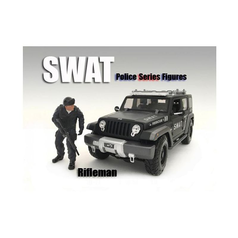 SWAT Team Rifleman Figure For 1:18 Scale Models by American Diorama, 1 of 4