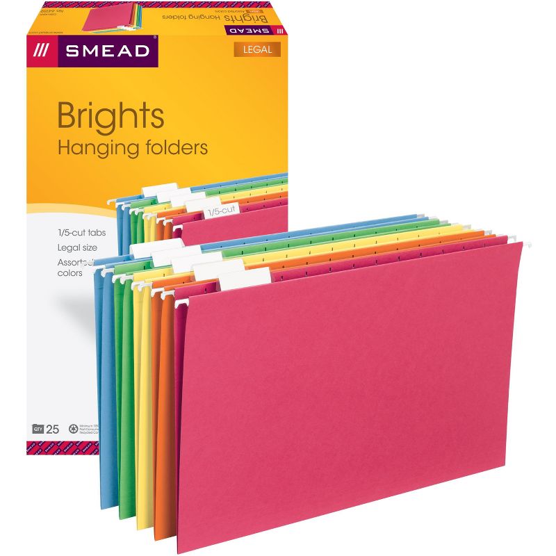 Smead Hanging File Folder with Tab, 1/5-Cut Adjustable Tab, Legal Size, 25 per Box, 2 of 9
