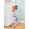 mDesign Steel Slim Rolling Utility Cart Storage Organizer, Shelves - Light Pink - 2 of 4