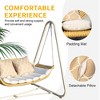 CAVINAS Chic 2-Seat Patio Porch Swing,Rattan Hammock Swing Chair with Cushion,Outdoor Swing for Garden&Backyard,750LBS Capacity,Golden - 2 of 4