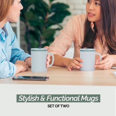 Copco 16oz White and Gray Plastic Insulated Desk Mug Set