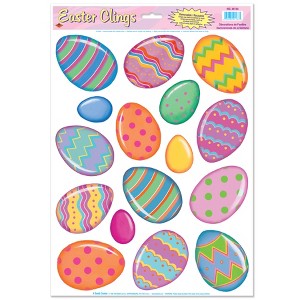 Beistle Color Bright Egg Clings, 12" x 17" Sh, (64/Pkg) Multicolored - 1 of 1