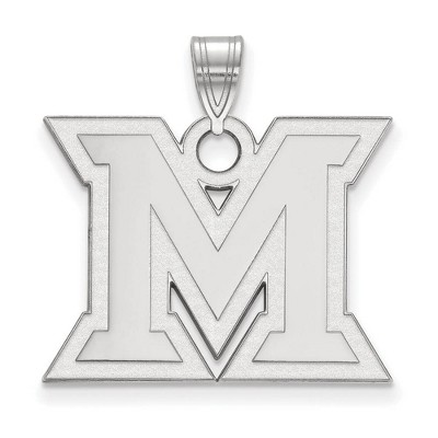 Black Bow Jewelry 10k White Gold Miami Redhawks NCAA Large Pendant