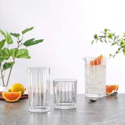 Alina Clear Ribbed Highball and Tumbler Glass Set