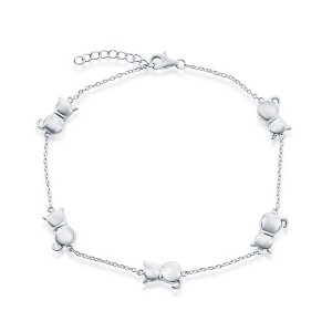 Bella Silver Sterling Silver Cats by the Yard Anklet - Silver - 9+1 Inch - 1 of 2