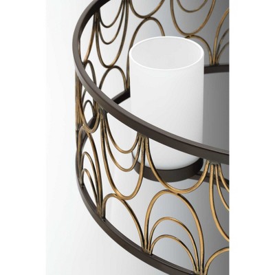 Cirrine Antique Bronze 27'' Drum Chandelier with Etched White Glass