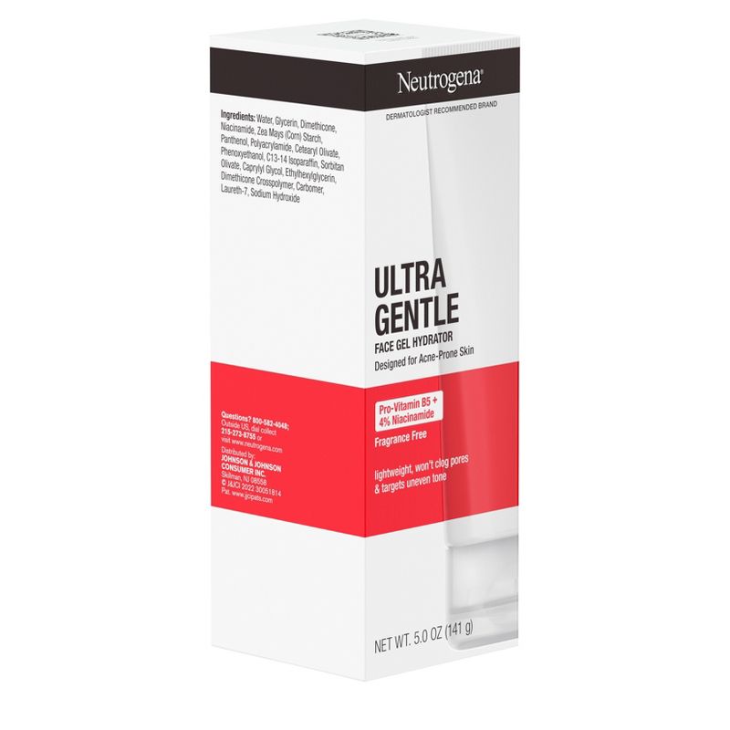 Neutrogena Ultra Gentle Face Gel Hydrator Moisturizer with Pro-Vitamin B5 for Acne-Prone Skin - Fragrance Free - 5.0 oz, 5 of 12