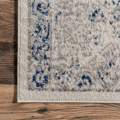 Elegant Vintage Blue 26" Stain-Resistant Synthetic Area Rug
