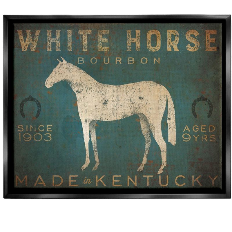 Stupell Industries White Horse Bourbon Vintage Sign Framed Floater Canvas Wall Art, 1 of 7