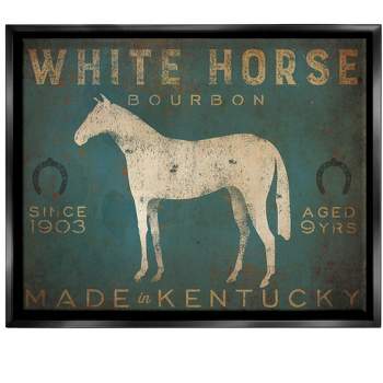 Stupell Industries White Horse Bourbon Vintage Sign Framed Floater Canvas Wall Art