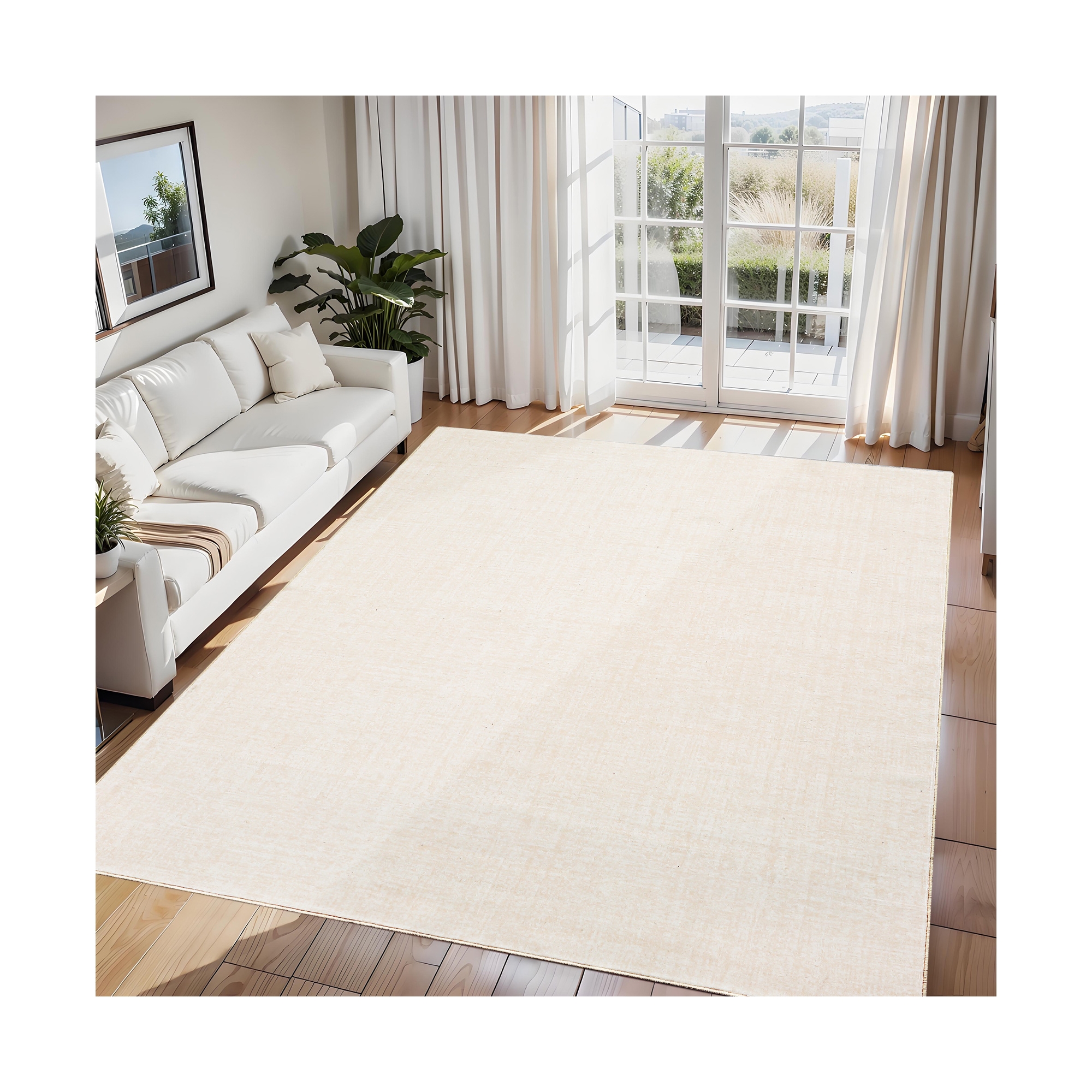 Washable Living Room Rugs Farmhouse Rug Modern Solid Carpet Soft Non Slip Low Pile Rug for Bedroom Dining Room, 8'x10'