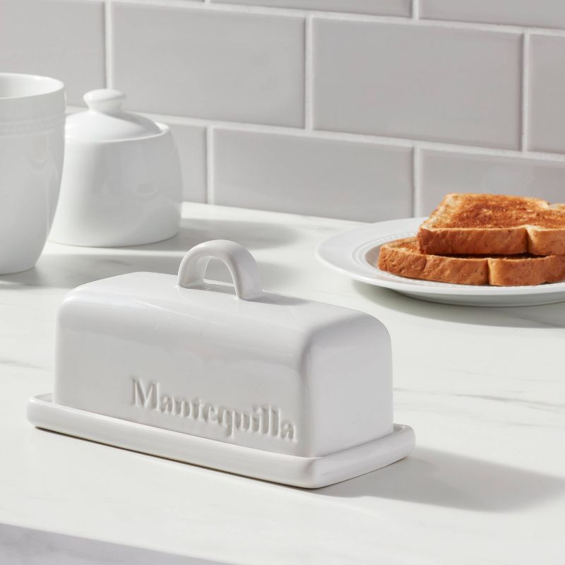 Stoneware Hand Lettered Mantequilla Butter Dish - Threshold&#8482;, 3 of 5