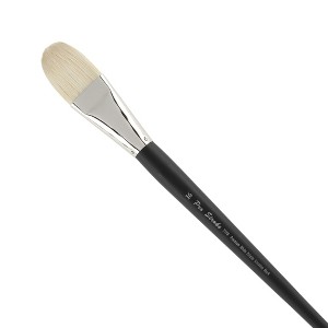 Creative Mark Pro Stroke Premium White Chungking Hog Bristle Artist Paint Brush - Filbert - Natural Bristle Brush w/ Great Control Suitable for Oils, - 1 of 4