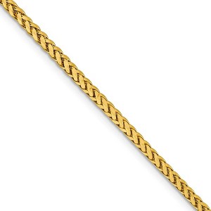 Black Bow Jewelry 2.5mm, 14k Yellow Gold D/C Hollow Wheat Chain Necklace - 1 of 4