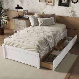 Durable Twin Bed Frame Featuring Two Drawers - 1 of 4