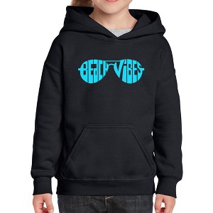 LA Pop Art Beach Vibes - Girl's Word Art Hooded Sweatshirt - 1 of 4
