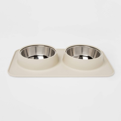 Silicone Pet Mat + Stainless Steel Double Diner - 3.5 Cups - Boots