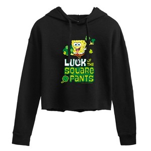 Women's - SpongeBob SquarePants - Luck Of The Square Pants Cropped Graphic Hoodie - 1 of 4