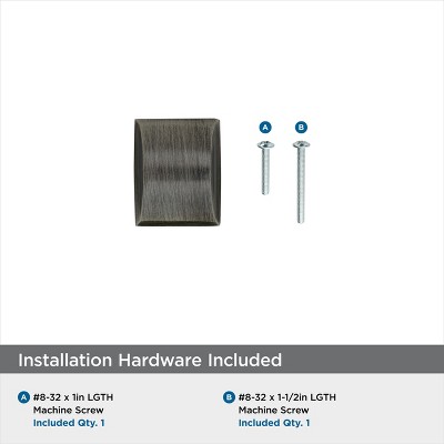 Gunmetal Rectangular Transitional Cabinet Knob with Mounting Hardware