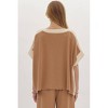 Women's Solid Ribbed Contrast Trim Boatneck Top - entro - 3 of 4