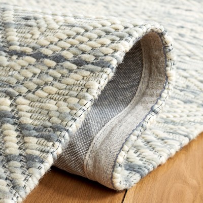 Handmade Gray Geometric Wool Flat Woven Rug 5' x 8'