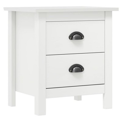vidaXL Bedside Cabinet Hill White 18.1 in.x13.8 in.x19.5 in. Solid Pine Wood