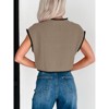 Coolmee Women's Cap Sleeve Crop Tops Summer High Neck Contrast Color Sweater Vest Ribbed Knit Sleeveless Tank Top - 4 of 4