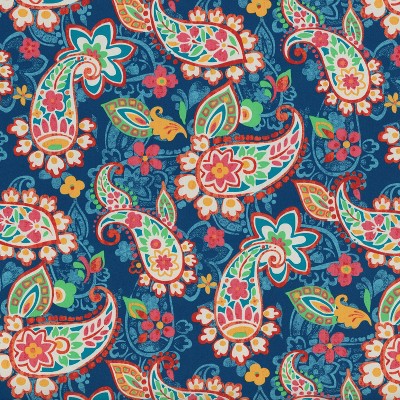 Paisley Party Blue and Multicolor Outdoor Throw Pillows Set