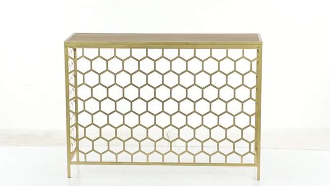 Contemporary Iron Beehive Pattern Console Table Gold - Olivia &#38; May, 2 of 9, play video