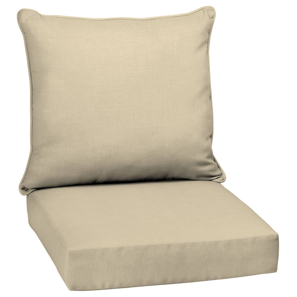 Photos - Pillow Arden 24"x24" Outdoor Deep Seat Cushion Set Tan Leala: Water-Resistant Patio Chair Cushion, UV Protection 