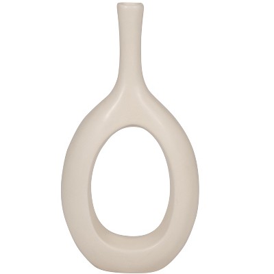 Sagebrook Home Ceramic Cut-Out Vase - Decorative Circle Vase For Flower Display