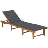 vidaXL Acacia Wood Sunlounger with Cushion - Foldable Patio Lounge Chair, Adjustable Backrest, Weather Resistant, Anthracite - 2 of 4