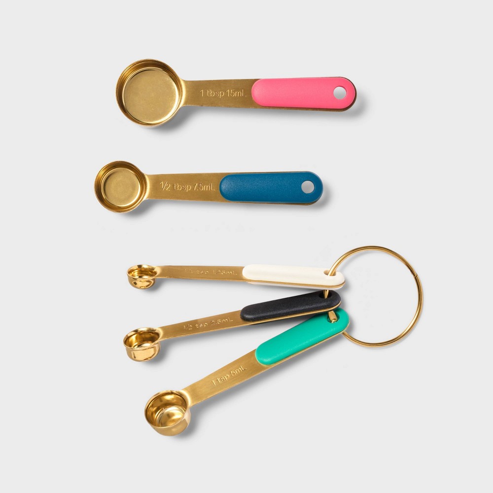 Photos - Other Accessories 5pc Metal Measuring Spoon Set Gold - Tabitha Brown for Target