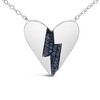 Haus of Brilliance Silver Blue Diamond Broken Heart Pendant Necklace - 2 of 4