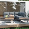 4 Piece Outdoor V Shaped Aluminum Patio Sectional Sofa Set with Side Tables and Coffee Table for Deck Garden Balcony or Poolside-Maison Boucle - 2 of 4
