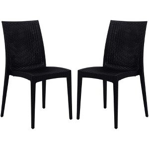 LeisureMod Mace Modern Plastic Dining Side Chair for Indoor and Outdoor, Set of 2 - 1 of 4