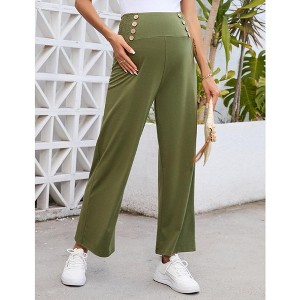 Maternity Pregnancy Loose Lounge Sweatpants Smocked Wide Leg - 1 of 4