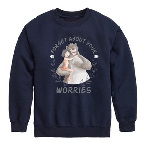Boys' - Disney - Forget About Your Worries Baloo and Mowgli Graphic Long Sleeve Fleece Sweatshirt - 1 of 4