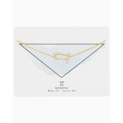 SHINE by Sterling Forever Delicate CZ Constellation Pendant Necklace Gold Gemini