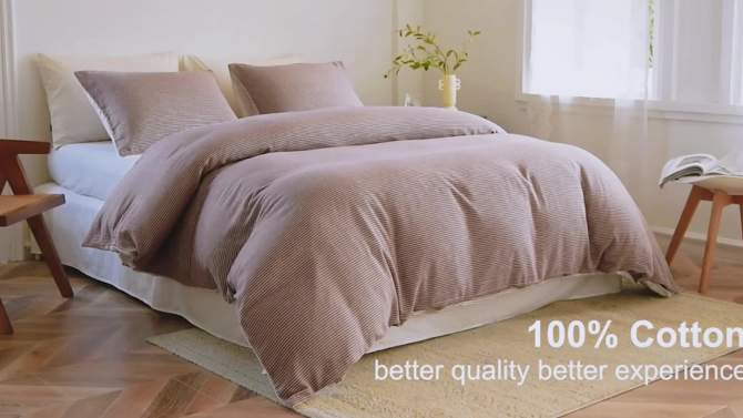 Multi 3 Piece Standard Cotton Textured Comforter Brick Duvet Cover  Sets Ultra Soft Breathable with Button - The Pop Home, 2 of 9, play video