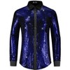Lars Amadeus Men's Long Sleeves Button Down Disco Party Shiny Sequin Shirt - 2 of 4