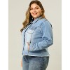 Agnes Orinda Women's Plus Size Classic Denim Long Sleeve with Pockets Fashion Jean Jackets - 4 of 4