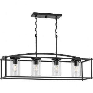 Progress Lighting Swansea 4-Light Outdoor Island Chandelier, Matte Black, Clear Glass Shades - 1 of 1