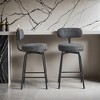 Modern Swivel Bar Stools Set of 2, Boucle Upholstered Counter Height Bar Chairs with Metal Legs & Footrest - Leovsnove - 2 of 4
