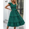 Women's Summer V Neck Smocked Maxi Dress Puff Sleeve Pregnancy Baby Shower Photoshoot Dress - 2 of 4