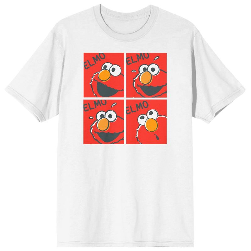 Sesame Street Elmo On 4 Orange Squares Men's White T-shirt, 1 of 4
