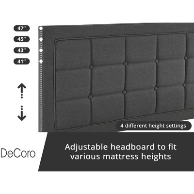 Mornington Dark Grey Linen Upholstered Queen Platform Bed Frame with Tufted Headboard