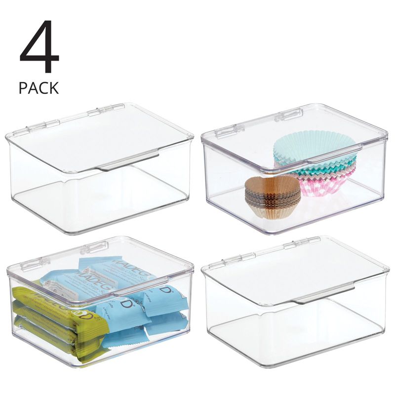 mDesign Kitchen Pantry/Fridge Storage Organizer Box - Hinge Lid, 4 Pack, 2 of 8